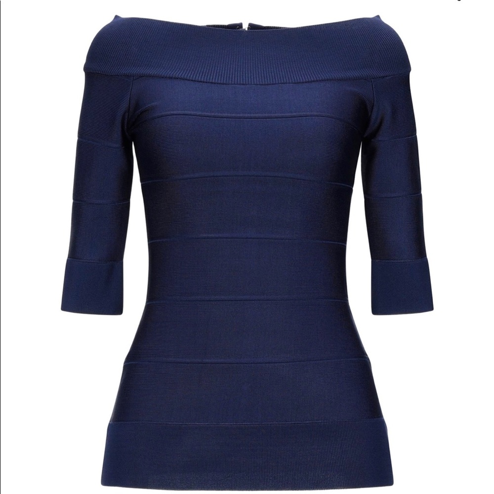 Herve Leger Dark Blue (Navy) Off the shoulder top
